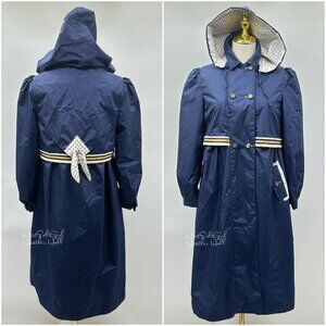 Vintage Rothschild Navy Hooded Double-Breasted Formal Rain Coat Size 14 Girl